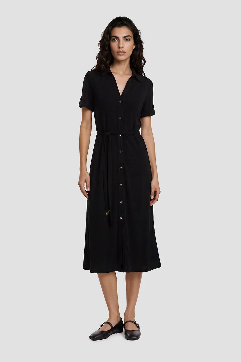 Short Sleeve Button Up Day Dress