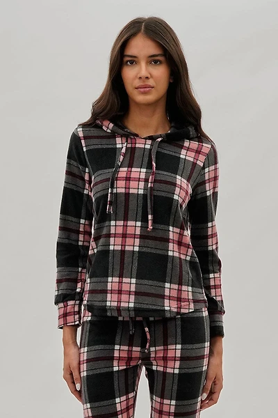 Canada Weather Gear Plaid Hooded Pajama Top
