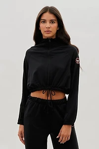 Fahrenheit Cropped Drawstring Lightweight Jacket - Black
