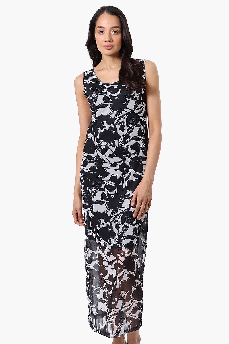 Stylexchange Floral Sheer Maxi Dress - Grey