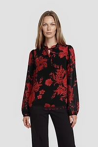Long Sleeve Ruffle Neck Top