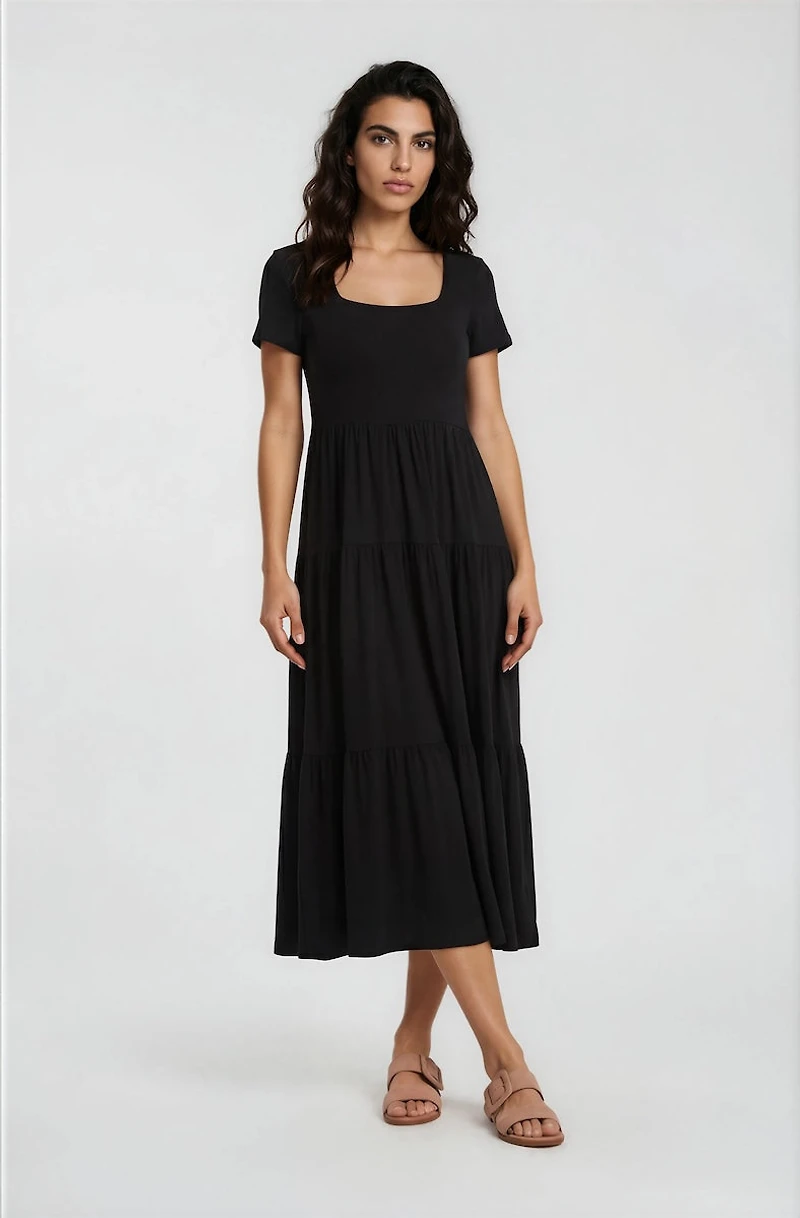 Short Sleeve Tiered Day Dress