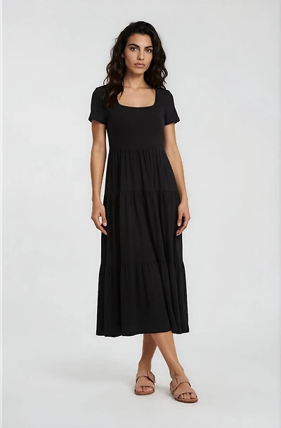 Short Sleeve Tiered Day Dress