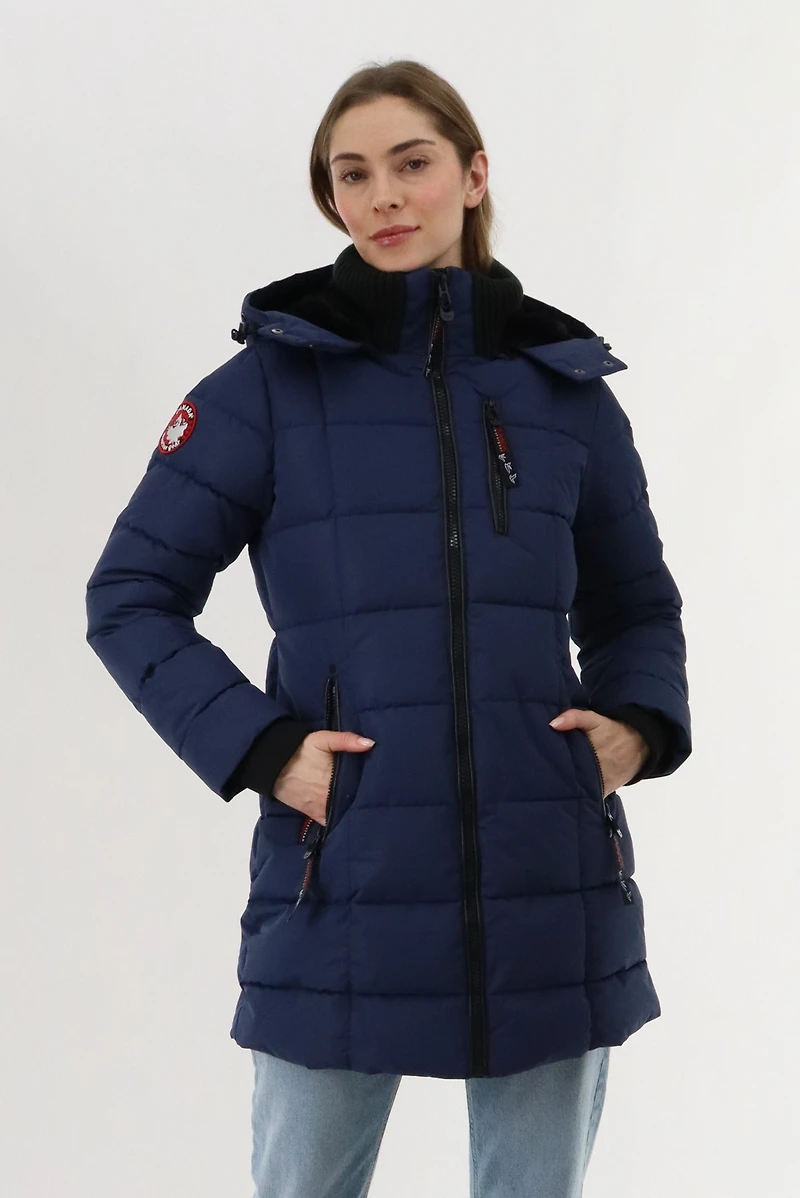 Canada Weather Gear Knit Collar Quilted Puffer Parka - Navy