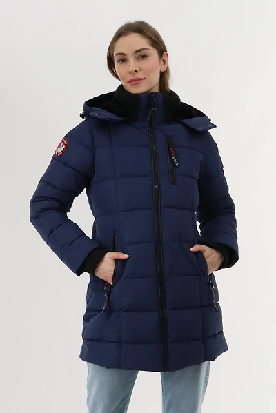Canada Weather Gear Knit Collar Quilted Puffer Parka - Navy
