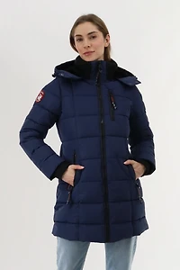 Canada Weather Gear Knit Collar Quilted Puffer Parka - Navy