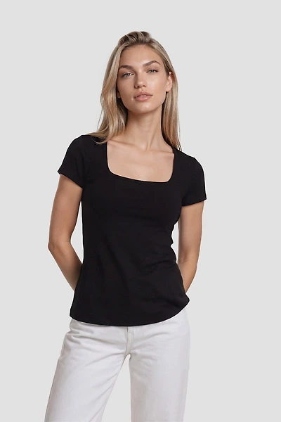 Short Sleeve Square Neck Shirt