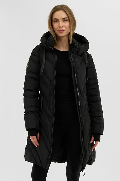 Chevron Quilted Long Parka Jacket