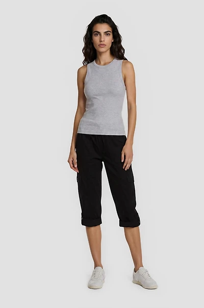 Cargo Roll Up Capris - Black