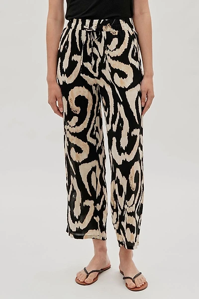 International INC Company Patterned Wide Leg Pants - Black