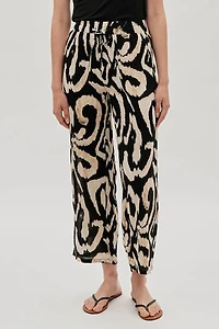 International INC Company Patterned Wide Leg Pants - Black