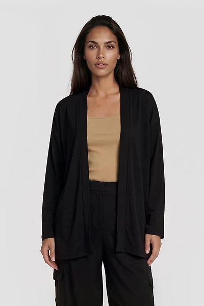 Long Sleeve Open Cardigan - Black