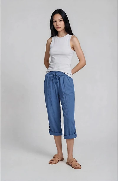 Roll Up Culottes - Blue