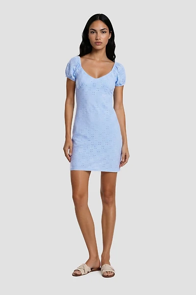 Bell Sleeve V-Neck Mini Dress
