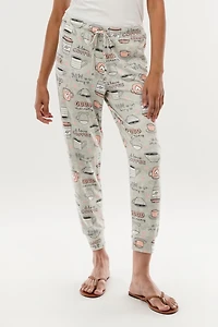Canada Weather Gear Coffee Print Tie Waist Pajama Pants