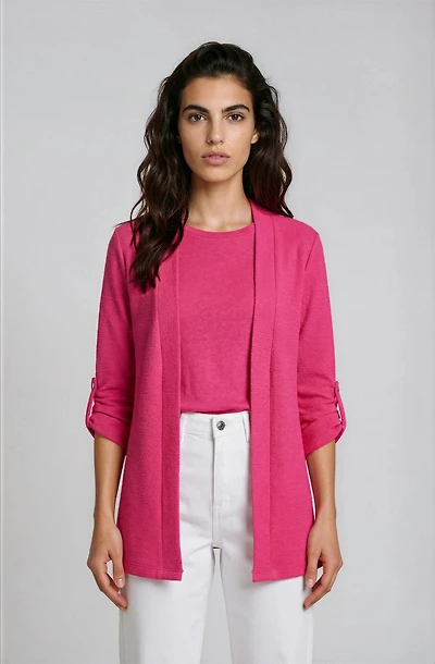 Open Front Blazer - Magenta