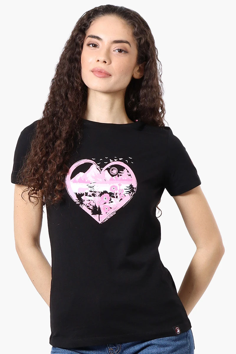 Canada Weather Gear Heart Mountain Print Tee - Black