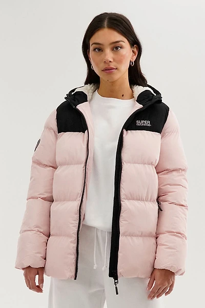 Colour Block Bomber Jacket - Pink