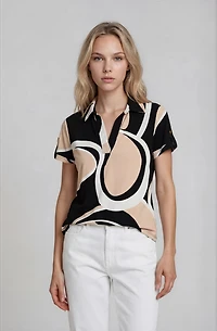 V Neck Collared Top - Open