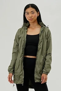 Long Hooded Lightweight Jacket - Olive
