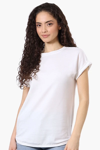 Sport Basic Cuffed Sleeve Tee - White