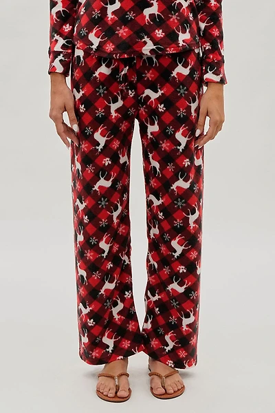 Canada Weather Gear Festive Print Wide Leg Pajama Pants - Red