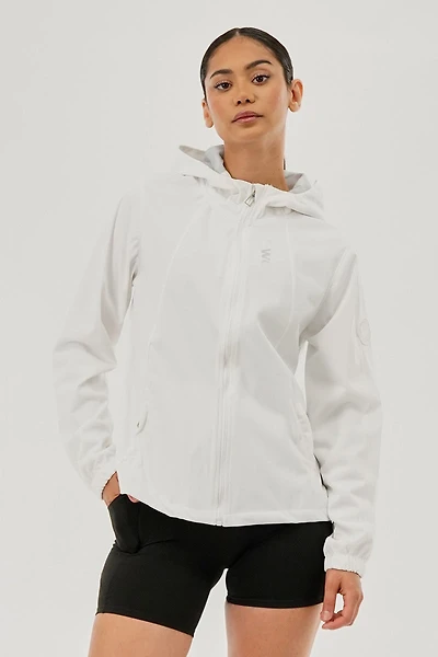 Hooded Zip Up Lightweight Jacket - White