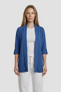 Roll Up Open Blazer - Blue