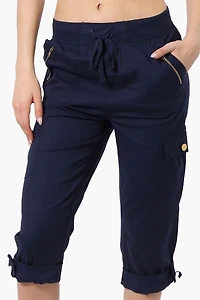 Canada Weather Gear Tie Waist Cargo Capris - Navy