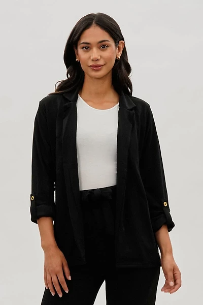 Majora Roll Up Sleeve Open Blazer