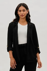 Majora Roll Up Sleeve Open Blazer