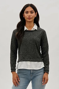 International INC Company Collared Pullover Sweater