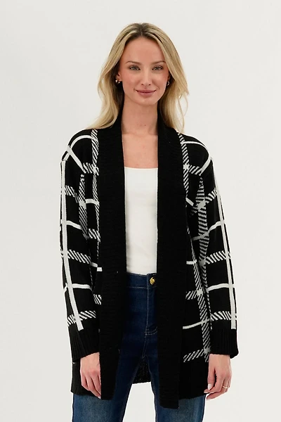 Canada Weather Gear Plaid Fold Over Wrap Cardigan
