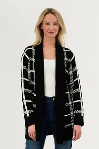 Canada Weather Gear Plaid Fold Over Wrap Cardigan