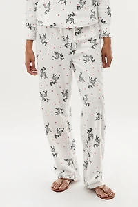 Canada Weather Gear Reindeer Print Wide Leg Pajama Pants - White
