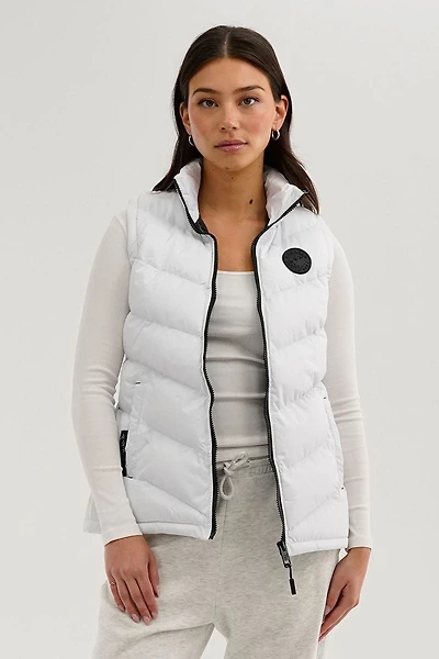 Chevron Puffer Vest - White