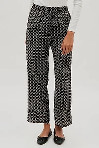 International INC Company Lattice Print Wide Leg Pants - Black