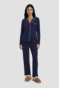 Polkadot Long Pajama Pants - Navy