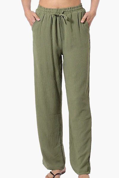 Stylexchange Vintage Solid Tie Waist Palazzo Pants