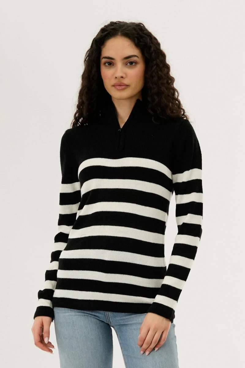 Canada Weather Gear Striped Half Zip Pullover Sweater