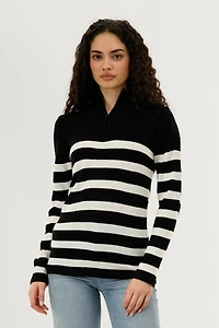 Canada Weather Gear Striped Half Zip Pullover Sweater