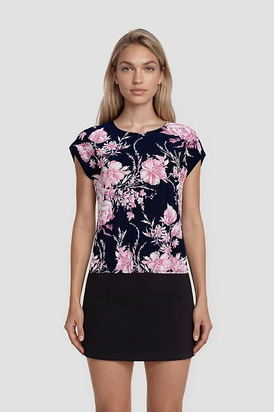 Cap Sleeve Printed Shirt - Multi