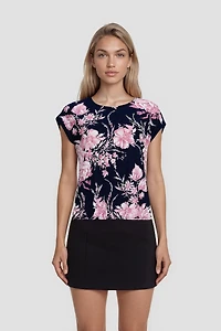 Cap Sleeve Printed Shirt - Multi