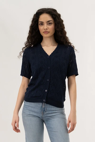 Button Down Cardigan - Navy