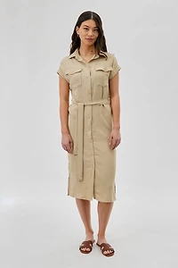 Stylexchange Vintage Belted Button Up Midi Dress