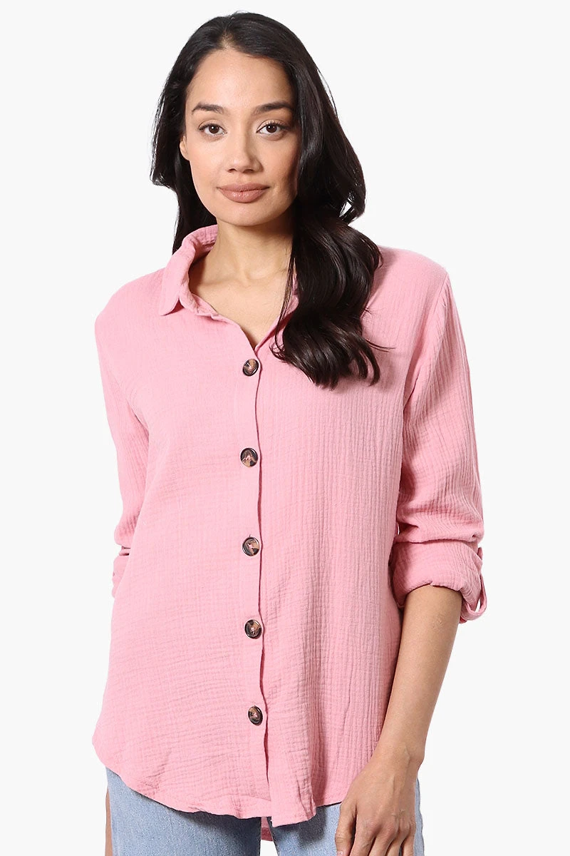 International INC Company Roll Up Sleeve Button Down Shirt