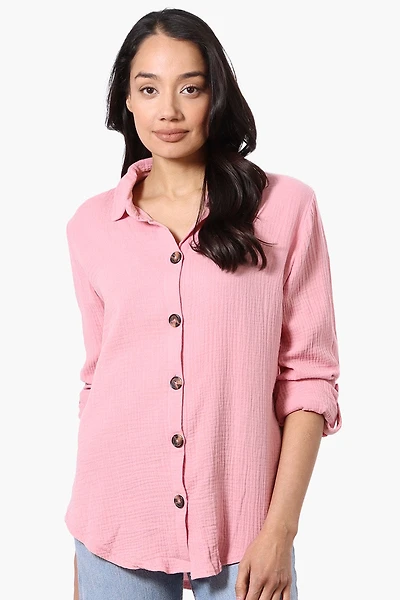 International INC Company Roll Up Sleeve Button Down Shirt