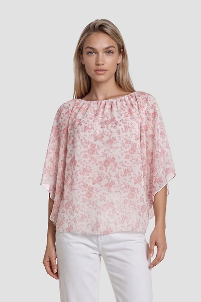 Boat Neck Flutter Shirt - Pink