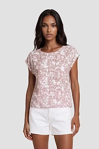 Short Sleeve Round Neck Shirt - Pink