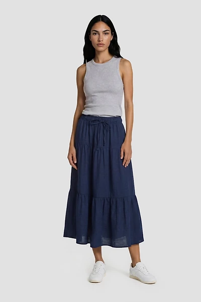 Tiered Maxi Skirt - Navy